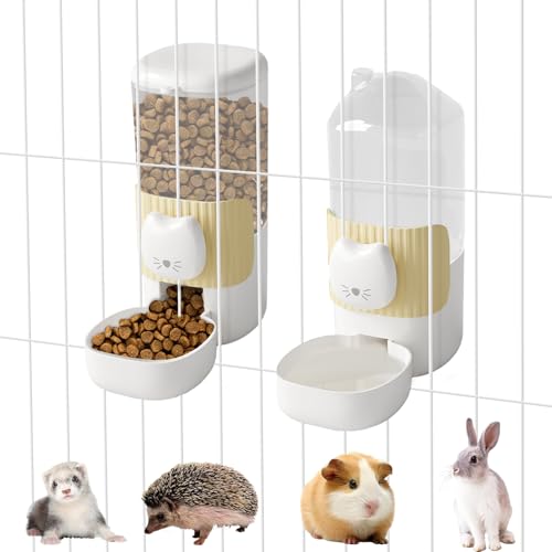 Automatischer Futterspender und Wasserspender für Kaninchen, Schwerkraft-Futterstation, Bewässerungs-Set, zum Aufhängen, selbstdosierender Futterspender für Frettchen, Meerschweinchen, Chinchillas von SUPERPAWS