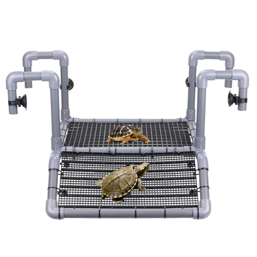 Große Schildkröten-Plattform, hängendes Schildkröten-Tank-Zubehör, verstellbar, mit DIY-Kletterrampe mit PVC-Rohren, Eierkiste, erhöhter Sonnenboden für Aquarium, 122 l, 50 l, 65 l, 75 l, 90 Gallonen von SUPERPAWS