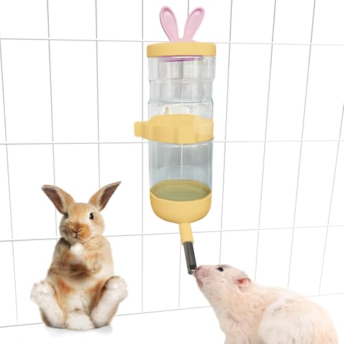 Hamster-Wasserspender, kleine Tier-Wasserflasche, automatischer Flaschenspender, große Kapazität für Kaninchen, Meerschweinchen, Hamster, Frettchen, Chinchillas, Igel und Nagetiere (Gelb, 550 ml) von SUPERPAWS