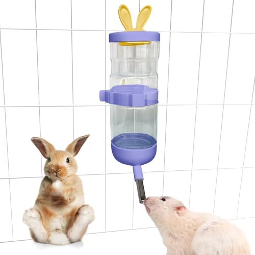 Hamster-Wasserspender, kleine Tier-Wasserflasche, automatischer Flaschenspender, große Kapazität für Kaninchen, Meerschweinchen, Hamster, Frettchen, Chinchillas, Igel und Nagetiere (lila, 550 ml) von SUPERPAWS