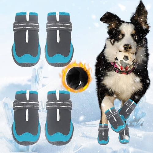 Hundeschuhe für große, kleine, mittelgroße Hunde, warm, rutschfest, schützende Hundeschuhe für den Winter, kalter Gehweg, wasserdicht, Baumwolle, Pfotenschutz für Schnee, Regen, Outdoor (Blau, Nr. 1 Hundeschuhe für große, kleine, mittelgroße Hunde, warm, rutschfest, schützende Hundeschuhe für den Winter, kalter Gehweg, wasserdicht, Baumwolle, Pfotenschutz für Schnee, Regen, Outdoor (Blau, Nr. 1 von SUPERPAWS