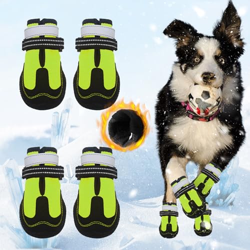 Hundeschuhe für große, kleine, mittelgroße Hunde, warm, rutschfest, schützende Hundeschuhe für den Winter, kalter Gehweg, wasserdicht, Baumwolle, Pfotenschutz für Schnee, Regen, Outdoor (grün, #8 (9 x Hundeschuhe für große, kleine, mittelgroße Hunde, warm, rutschfest, schützende Hundeschuhe für den Winter, kalter Gehweg, wasserdicht, Baumwolle, Pfotenschutz für Schnee, Regen, Outdoor (grün, #8 (9 x von SUPERPAWS