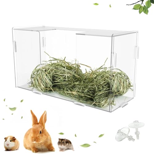 Kaninchen-Heu-Futterstation mit großem Fassungsvermögen, Halter für Meerschweinchen, Kleintiere, Grasregal, hängendes Heu-Futterspender für Kaninchen, Chinchilla-Käfig-Zubehör (Stil A) von SUPERPAWS