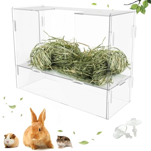 Kaninchen-Heu-Futterstation mit großer Kapazität, Halter für Meerschweinchen, Kleintiere, Grasregal, hängendes Heu-Futterspender für Kaninchen, Chinchilla-Käfig, Zubehör (Stil A-Middle) von SUPERPAWS