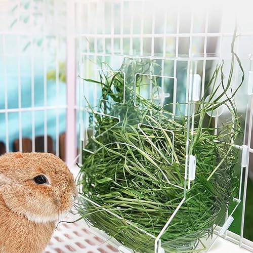 Kaninchen-Heu-Futterstation mit großer Kapazität, Halter für Meerschweinchen, Kleintiere, Grasregal, hängendes Heu-Futterspender für Kaninchen, Chinchilla-Käfig, Zubehör (Stil B-Middle) von SUPERPAWS