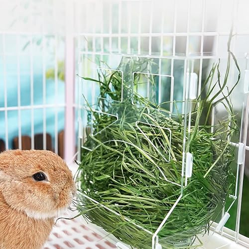 Kaninchen-Heu-Futterstation mit großer Kapazität, Halter für Meerschweinchen, Kleintiere, Grasregal, hängendes Heu-Futterspender für Kaninchen, Chinchilla-Käfig, Zubehör (Stil B-Small) von SUPERPAWS