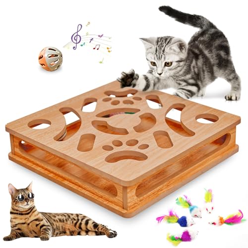 Katzen-Puzzle-Spielzeug, interaktive Katzentänzerin für Indoor-Katzen, Katzenspielzeug mit Quietschspielzeug und Kratzfilz, Kätzchen-Ball-Spielzeug für Katzen, körperliche Bewegung (quadratisch Katzen-Puzzle-Spielzeug, interaktive Katzentänzerin für Indoor-Katzen, Katzenspielzeug mit Quietschspielzeug und Kratzfilz, Kätzchen-Ball-Spielzeug für Katzen, körperliche Bewegung (quadratisch von SUPERPAWS