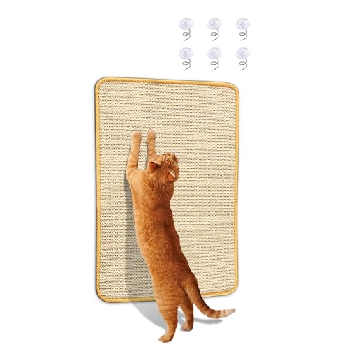 Katzenkratzmatte aus Sisal, 2 Packungen natürlicher Sisalstoff, 59,9 x 40,1 cm, Katzenkratzmatte mit niedlichem Spielspielzeug und Spiralnägeln, Katzenkratzer für Stoff, Sofa, Stuhl (1 Stück, Beige) Katzenkratzmatte aus Sisal, 2 Packungen natürlicher Sisalstoff, 59,9 x 40,1 cm, Katzenkratzmatte mit niedlichem Spielspielzeug und Spiralnägeln, Katzenkratzer für Stoff, Sofa, Stuhl (1 Stück, Beige) von SUPERPAWS
