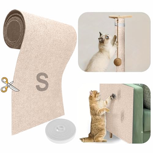 Kratzbaum, zuschneidbar, 198,1 x 40,1 cm, selbstklebende Baumregale, Ersatzteile, Matte, Katzenkratzer, Couch, Möbelschutz für Hauskatzen (200,2 x 40,1 cm, Beige) von SUPERPAWS