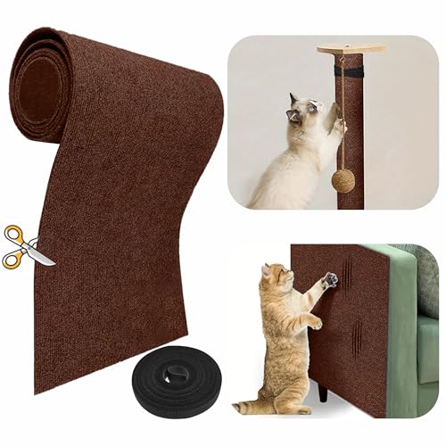 Kratzbaum, zuschneidbar, 299,7 x 40,1 cm, Teppichabdeckung, Kratzmatte, selbstklebende Kratzbaum-Regale, Ersatzteilmatte mit 5 m Kabelbinder, Couch-Möbelschutz für Indoor-Katzen, Braun Kratzbaum, zuschneidbar, 299,7 x 40,1 cm, Teppichabdeckung, Kratzmatte, selbstklebende Kratzbaum-Regale, Ersatzteilmatte mit 5 m Kabelbinder, Couch-Möbelschutz für Indoor-Katzen, Braun von SUPERPAWS