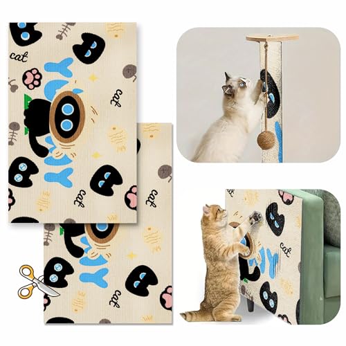 Kratzbaum, zuschneidbar, selbstklebend, Baumregale, Ersatzteile, Matte mit niedlichem Muster, Katzenkratzer, Couch, Möbelschutz für Indoor-Katzen, 2 Stück, 80 x 49,8 cm, 2 Stück von SUPERPAWS