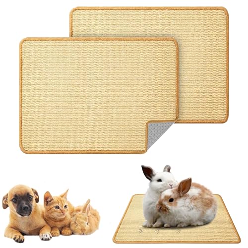 SUPERPAWS Hasen-Kratzmatte, natürliches Sisal, Katze, Kaninchen, Kratzmatte, kleine Tier-Kratzmatte, Teppich für den Innenbereich, Schleifen, Krallen, Isomatte für Meerschweinchen, Chinchillas, von SUPERPAWS