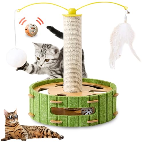 SUPERPAWS Katzen-Puzzle-Spielzeug, interaktive Katzentänzerin für den Innenbereich, Teasing-Box mit Quietschspielzeug und Kratzfilz, Kätzchen-Ball-Spielzeug für Katzen, körperliche Bewegung (Kreis SUPERPAWS Katzen-Puzzle-Spielzeug, interaktive Katzentänzerin für den Innenbereich, Teasing-Box mit Quietschspielzeug und Kratzfilz, Kätzchen-Ball-Spielzeug für Katzen, körperliche Bewegung (Kreis von SUPERPAWS