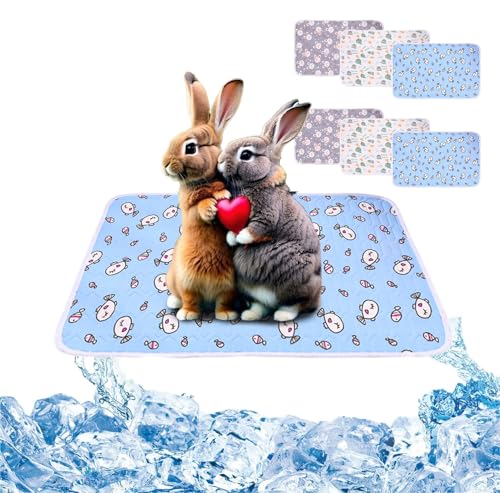 SUPERPAWS Kühlmatte für Kleintiere, Kaninchen- und Meerschweinchen-Käfig, atmungsaktiv, bissfest, waschbar, Sommerhase, Igel, Hamster, kühlende Matte (6 Stück, Stil A) von SUPERPAWS