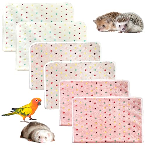 SUPERPAWS Meerschweinchen-Fleece-Decken, 40,6 x 61 cm, wasserdicht und waschbar, für Kleintierkäfige, Schlafmatte, Bettunterlage für Hamster, Chinchilla, Kaninchen, Igel, 6 Stück, Stil A, 40,6 x 61 cm von SUPERPAWS