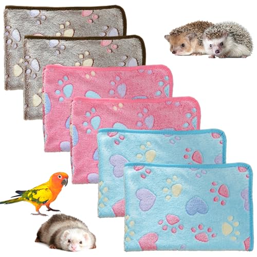 SUPERPAWS Meerschweinchen-Fleece-Decken, 40,6 x 61 cm, wasserdicht und waschbar, für Kleintierkäfige, Schlafmatte, Bettunterlage für Hamster, Chinchilla, Kaninchen, Igel, 6 Stück, Stil B, 40,6 x 61 cm von SUPERPAWS