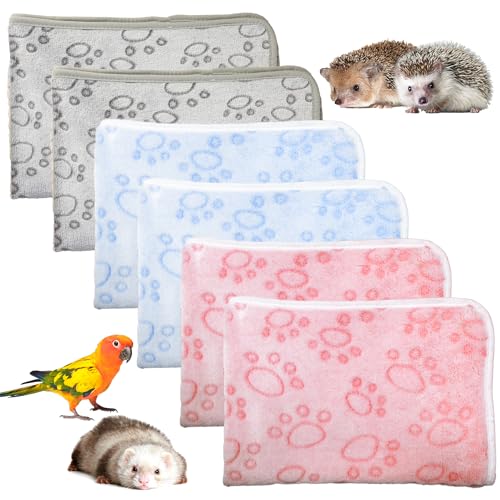 SUPERPAWS Meerschweinchen-Fleece-Decken, 40,6 x 61 cm, wasserdicht und waschbar, für Kleintierkäfige, Schlafmatte, Bettunterlage für Hamster, Chinchilla, Kaninchen, Igel, 6 Stück, Stil C, 40,6 x 61 cm von SUPERPAWS