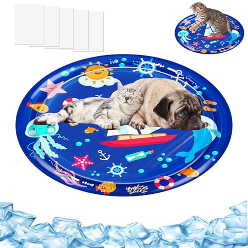 SUPERPAWS Verdickte sensorische Wassermatte für Katzen und Hunde, kühlende Sommer-Spielmatte mit schwimmendem Fisch, auslaufsicheres Design für gelangweilte Haustiere, zum Spielen, Schlafen und SUPERPAWS Verdickte sensorische Wassermatte für Katzen und Hunde, kühlende Sommer-Spielmatte mit schwimmendem Fisch, auslaufsicheres Design für gelangweilte Haustiere, zum Spielen, Schlafen und von SUPERPAWS