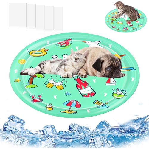 SUPERPAWS Verdickte sensorische Wassermatte für Katzen und Hunde, kühlende Sommer-Spielmatte mit schwimmendem Fisch, auslaufsicheres Design für gelangweilte Haustiere, zum Spielen, Schlafen und SUPERPAWS Verdickte sensorische Wassermatte für Katzen und Hunde, kühlende Sommer-Spielmatte mit schwimmendem Fisch, auslaufsicheres Design für gelangweilte Haustiere, zum Spielen, Schlafen und von SUPERPAWS