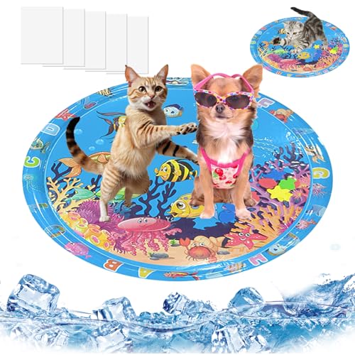 SUPERPAWS Verdickte sensorische Wasserspielmatte für Katzen und Hunde, Wasser-Sommerkatzen-Kühlmatte für gelangweilte Haustiere, Katzenspielzeug, sensorische Spielmatte für Indoor-Katzen, zum Spielen SUPERPAWS Verdickte sensorische Wasserspielmatte für Katzen und Hunde, Wasser-Sommerkatzen-Kühlmatte für gelangweilte Haustiere, Katzenspielzeug, sensorische Spielmatte für Indoor-Katzen, zum Spielen von SUPERPAWS