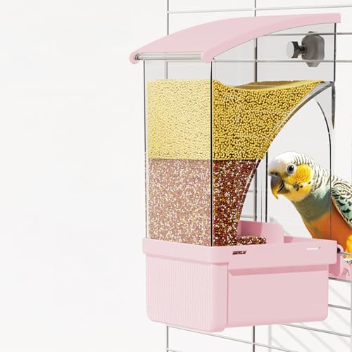 Vogelfutterspender und Wasserspender Set, Automatischer Käfig Zubehör für Sittiche, Nymphensittiche, Finken, Lovebirds (Rosa) von SUPERPAWS