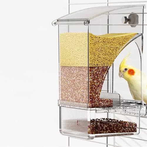 Vogelfutterspender zum Aufhängen und Wasserspender Set, Automatischer Käfig Zubehör für Sittiche, Nymphensittiche, Finken, Lovebirds (Transparent) von SUPERPAWS