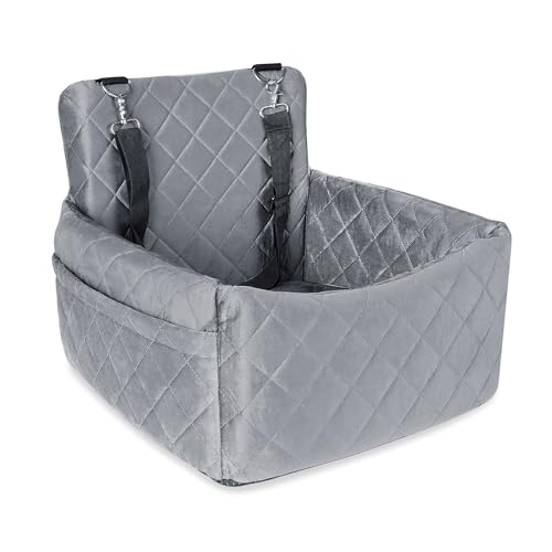 Hunde Autositz für kleine & mittlere Hunde 45x40x34 cm – waschbarem Komfortabler Autositz Hund mit Aufbewahrungstaschen & Sicherheitsgurt – Hundekorb Auto für Rückbank & Vordersitz von SUPERWSLING