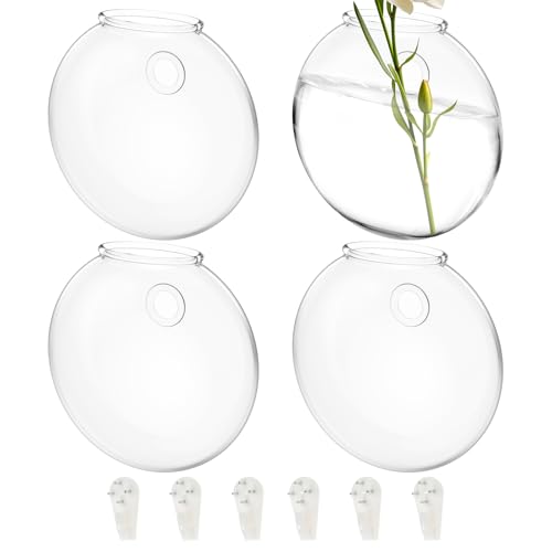 2 Stück Wandbehang Glas Pflanzgefäße, Glaspflanzgefäße Hängende Anzuchtstation Wandmontierte Schüssel Klarer Blumentopf für Aquarien Conteneur für Home Office Dekor (4) von SUPPUIMNT