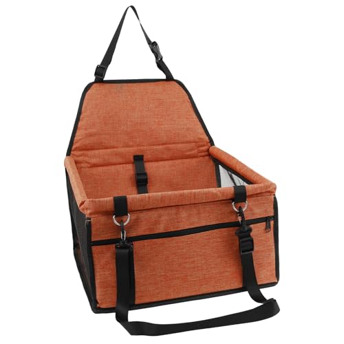 Hunde Autositz, Transporttasche Oxford Stoff Autositz mit Verstellbarem Gurt Waschbarer Hundesitz Auto Abnehmbar Wasserdichter Hundeautositz für Welpen und Katzen(orange,A) von SUPPUIMNT