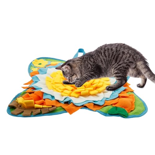 Plüschstoffblume Form langsam Essen Matte helle Farbe Interaktive Hund Snuffle Matte mit -Schlupf Rücken für kleine Hundekatze Kaninchen(A,1) von SUPPUIMNT