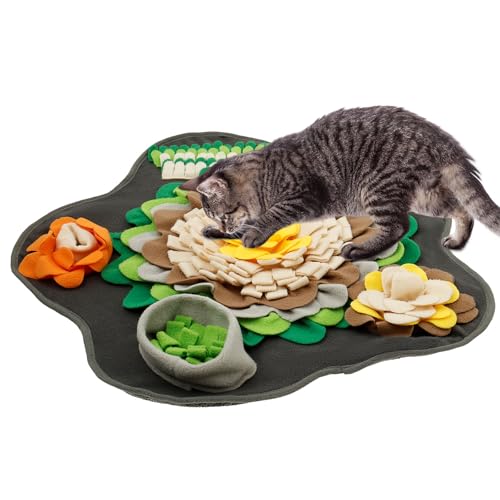 Plüschstoffblume Form langsam Essen Matte helle Farbe Interaktive Hund Snuffle Matte mit -Schlupf Rücken für kleine Hundekatze Kaninchen(B,1) von SUPPUIMNT