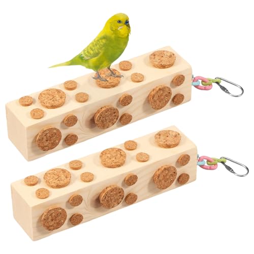 SUPPUIMNT 2 Stück Vogelspielzeug für Vögel, Natural Papageien Wood Block Kauspielzeug mit Korken Papagei Kauen Spielzeug Verschiedene Formen Design Zwei Installationsstile für Kleine Mittlere Vögel SUPPUIMNT 2 Stück Vogelspielzeug für Vögel, Natural Papageien Wood Block Kauspielzeug mit Korken Papagei Kauen Spielzeug Verschiedene Formen Design Zwei Installationsstile für Kleine Mittlere Vögel von SUPPUIMNT
