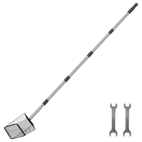 SUPPUIMNT Hühnerstall Kotschaufel Kotsammler, 90cm groß Metall Hühnerkotschaufel Einstellbare Hühnerschaufel Hühnerstall Zubehör Huhn Poop Scooper Siebschaufel für Trennung von KOT und Schutt von SUPPUIMNT