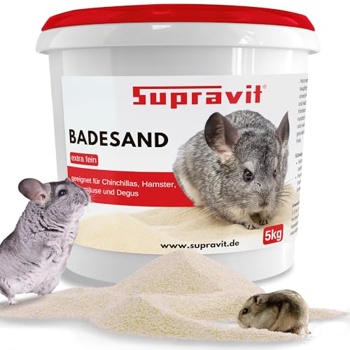 Supravit Chinchilla Sand fein | 5kg feiner Badesand | Sandbad für Hamster, Degu, Chinchilla & Gerbils Supravit Chinchilla Sand fein | 5kg feiner Badesand | Sandbad für Hamster, Degu, Chinchilla & Gerbils von Supravit