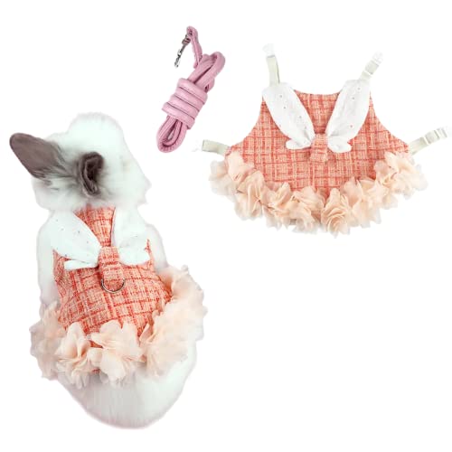 Set mit Geschirr und Leine, Hasen-Kleidung für Kaninchen, Kleintiere, Meerschweinchen, Kleidung für Kätzchen, Frettchen, Chihuahua, Welpen, Mini-Hunde und Kleintiere, Größe M, Orange Set mit Geschirr und Leine, Hasen-Kleidung für Kaninchen, Kleintiere, Meerschweinchen, Kleidung für Kätzchen, Frettchen, Chihuahua, Welpen, Mini-Hunde und Kleintiere, Größe M, Orange von SUPTMAX