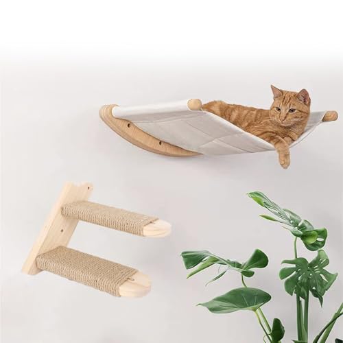 Katzen-Wandhängematte mit Stufen, an der Wand Montierte Katzenregale, Wandmöbel aus Holz, Katzen-Kletterregal, Stabiles Katzen-Wandbett für das Spielen von Katzen Im Innenbereich Katzen-Wandhängematte mit Stufen, an der Wand Montierte Katzenregale, Wandmöbel aus Holz, Katzen-Kletterregal, Stabiles Katzen-Wandbett für das Spielen von Katzen Im Innenbereich von SUPYINI