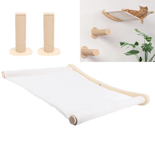 Katzenwandstufen mit Hängematte, Wandkatzenregale, Mehrschichtige, an der Wand Montierte, Platzsparende Katzenklettertreppe aus Birkenholz Katzenwandstufen mit Hängematte, Wandkatzenregale, Mehrschichtige, an der Wand Montierte, Platzsparende Katzenklettertreppe aus Birkenholz von SUPYINI
