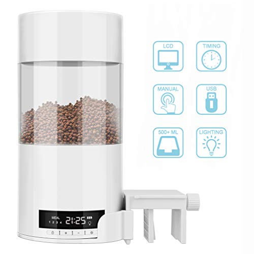 SUPYINI Automatischer Fischfuttermittel, Auto -Fisch -Lebensmittelspender mit 24 -Stunden -Timer -Muster und USB -Kabel für Tank und Aquarium, 500 Ml von SUPYINI