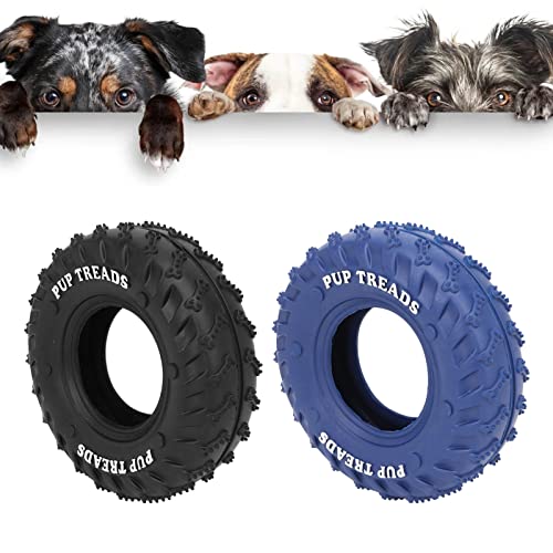 SUPYINI Gummi Haustier Kauspielzeug, 2pcs Blau Schwarze Gummi Reifenhund Kauspielzeug, Sicherer Reifenform Gummi Haustier Kauspielzeug für Mittlere Große Hunde SUPYINI Gummi Haustier Kauspielzeug, 2pcs Blau Schwarze Gummi Reifenhund Kauspielzeug, Sicherer Reifenform Gummi Haustier Kauspielzeug für Mittlere Große Hunde von SUPYINI
