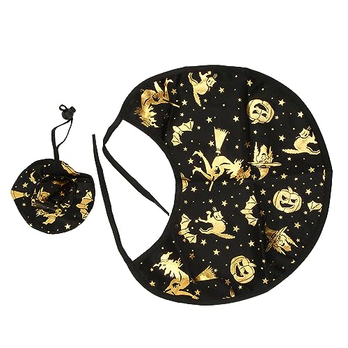 SUPYINI Halloween Cat Kostüme Haustier Assistent Hut Haich Set Witch Hut Cape mit Einstellbarem Elastizitätsband Kürbisfledermausdruck für Katzen Hunde Welpen von SUPYINI