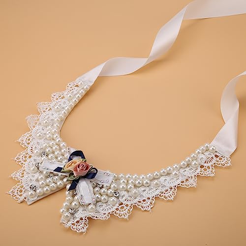 SUPYINI Haustier-Halskette, 15 X 12 X 2 Fliege, Halsband für Hunde, Schöne Perlen-Blumen-Halskette von SUPYINI
