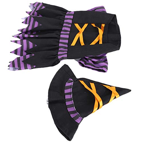 SUPYINI Haustierhundkleidung Welpe Kostüm Hundekleid Halloween Weihnachts -Outfit mit Hut Goldbänder Einstellbarer Kinngurt für Urlaubsfeiern Reisefotografie (M) von SUPYINI