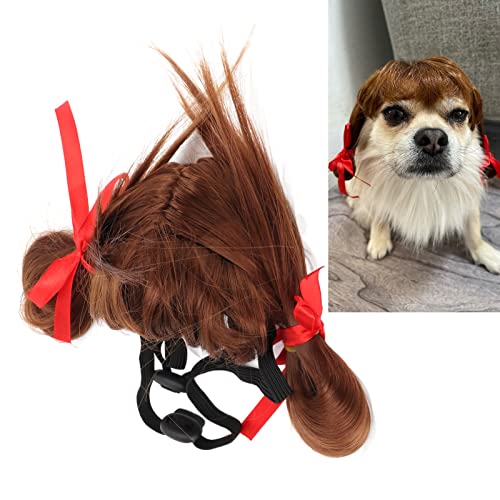 SUPYINI Haustierkostüm Perücke Hund Perücke Haustier Halloween Perücke mit Verstellbarer Band 30-60 cm für Party Festival Weihnachten Geburtstag Cosplay von SUPYINI