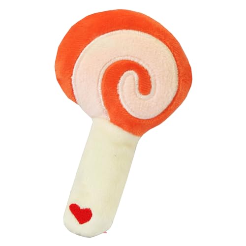 SUPYINI Lollipop Pet Plüsch Spielzeughund Kaut Spielzeug Bissbeständiges Interaktive Zähne für Hunde mit Sicherem Plüschmaterial, um die Langeweile zu Lindern, die Gesundheit Schützen (Orange) von SUPYINI