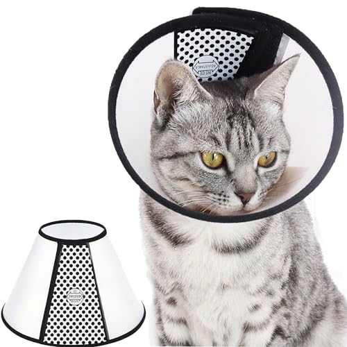 SUQ Haustier Kegel Einstellbar Halskrause, Halskrause für Haustiere, Haustiere Kunststoff Elisabethanischer Kragen Schutzkragen, Anti-Beißen Lecken Sicherheit Halsabdeckung für Katzen(26-33cm) von SUQ