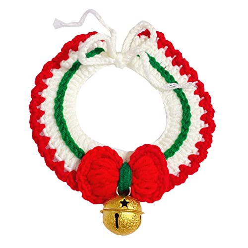 Haustier-Weihnachtshalsband, Niedliches Welpenhalsband, Feiertags-Hundehalsband, Haustier-Party-Halsband mit Schleife und Glöckchen für Kleine, Mittelgroße und(Rotes Halsband mit goldenen Glocken) von SUREH
