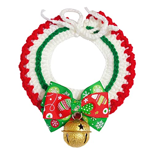 Haustier-Weihnachtshalsband, Niedliches Welpenhalsband, Feiertags-Hundehalsband, Haustier-Party-Halsband mit Schleife und Glöckchen für Kleine, Mittelgroße und(Weihnachtsfliege mit rotem Kragen) von SUREH