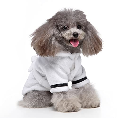 SUSOSU Haustier-Kleidung Hotel-Stil Badetuch Hund Katze Bademantel Haustier-Bademantel Nachthemd Pyjama Weiche Nachtwäsche,Weiß,S von SUSOSU