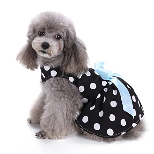 SUSOSU Haustier Kleidung Hunderock Wasserdruck Hundekleidung Rock Kleider für Kleine Mädchen Hunde Niedliche Haustierkleidung,Black 1,L von SUSOSU