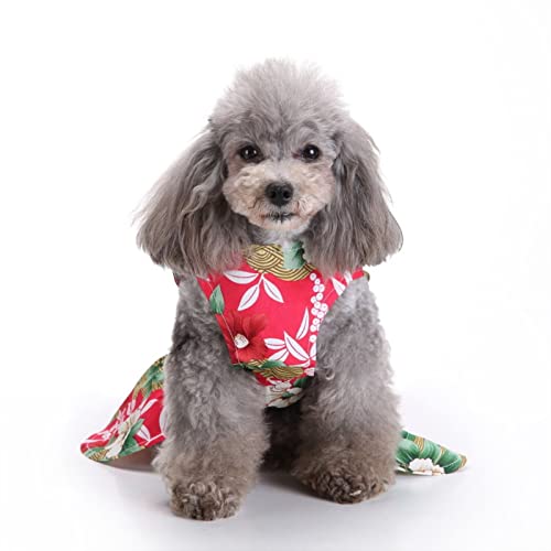 SUSOSU Haustier Kleidung Hunderock Wasserdruck Hundekleidung Rock Kleider für Kleine Mädchen Hunde Niedliche Haustierkleidung,Red 2,S von SUSOSU